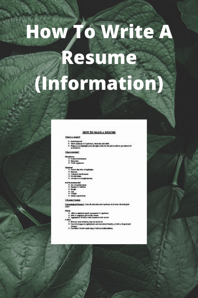 How To Write A Resume 