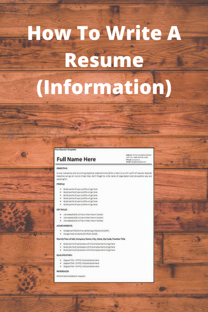  Resume (Information Tips)