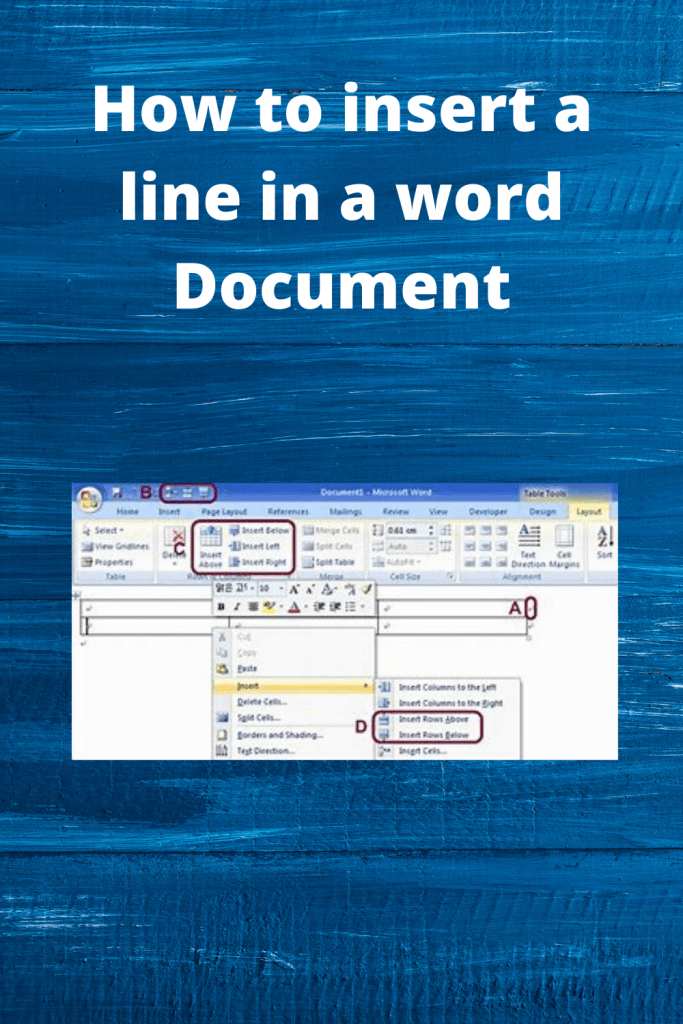How to insert a line in a word Document