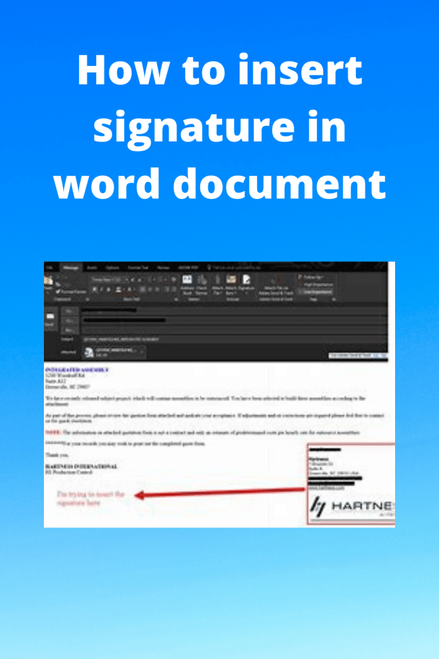 how to insert signature in word document on surface