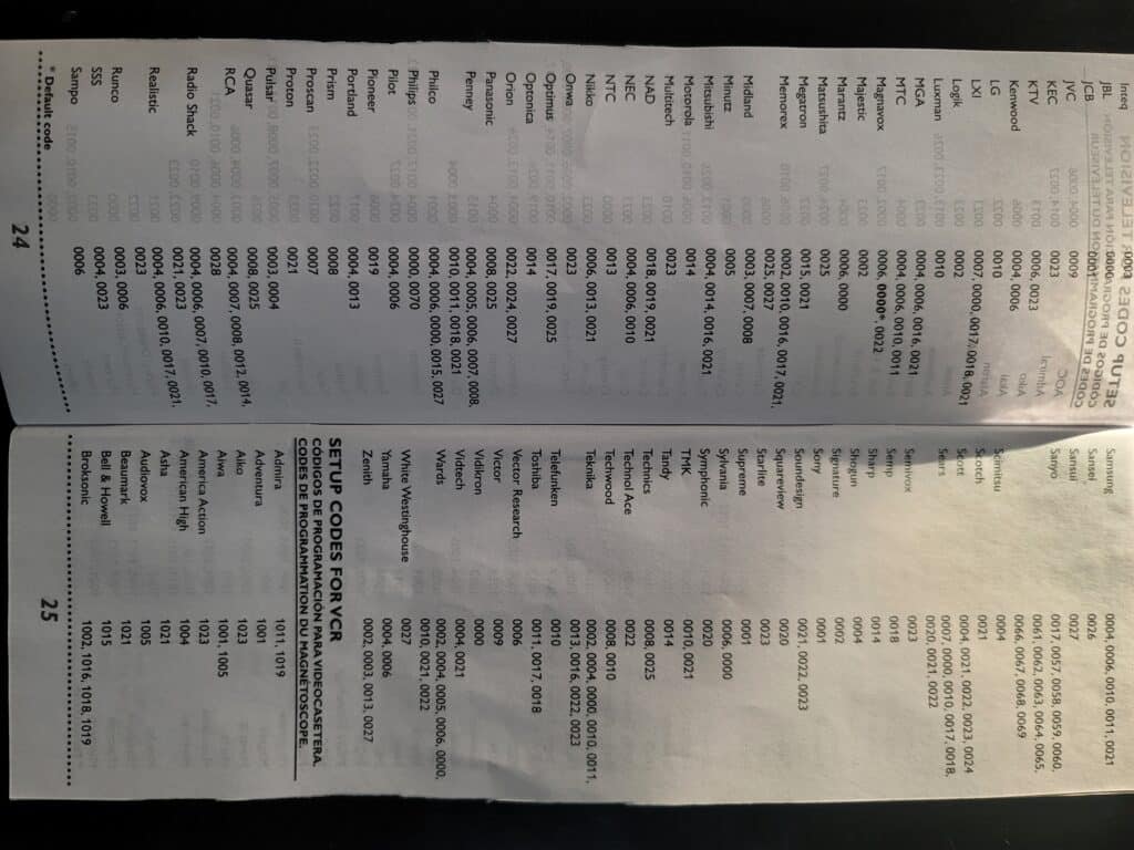 Universal Remote Control Codes List 2