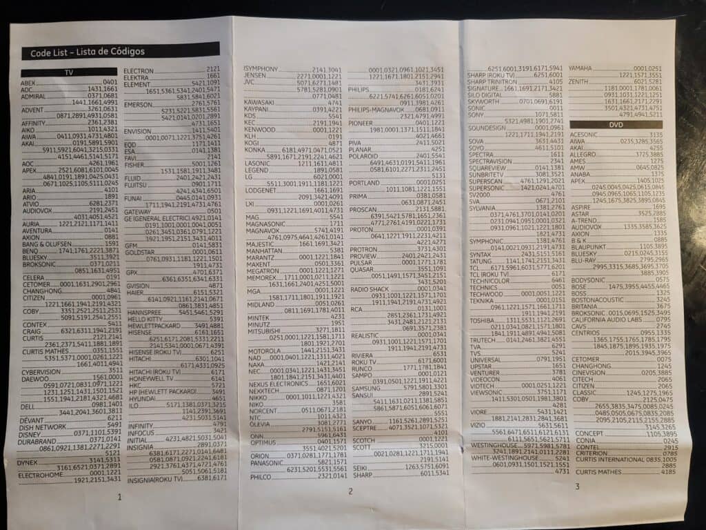 Universal Remote Control Codes List 5